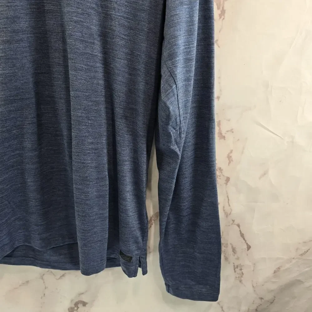 Rhone Shirt Mens Medium Blue Polo Wool Blend Long Sleeve Henley